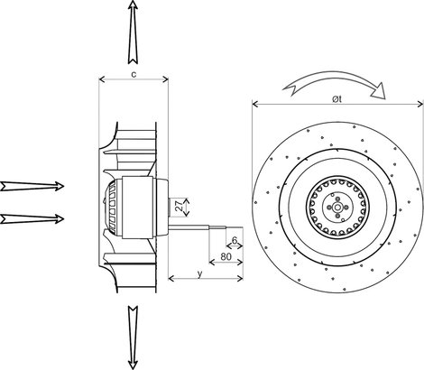 Axiális ventilátor 230 V/AC 1400 m³/h Ø 252 x 103.5 mm Ecofit 2RRE45-250X50R L47-A3 2. kép