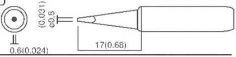Pákahegy, véső forma TOOLCRAFT T-0,8D, hegy méret: 0.8 mm, csúcs hossz: 17 mm 2. kép