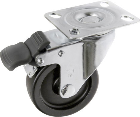 TOOLCRAFT TO-5137905 forgó görgő fékkel és szerelőlappal PP 75 mm 2. kép