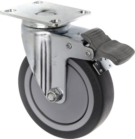 TOOLCRAFT TO-5137920 forgó görgő fékkel és szerelőlappal TPR 100 mm 2. kép