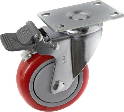 TOOLCRAFT TO-5137956 forgó görgő fékkel és szerelőlappal PU 100 mm 2. kép