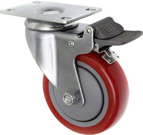 TOOLCRAFT TO-5137956 forgó görgő fékkel és szerelőlappal PU 100 mm 3. kép