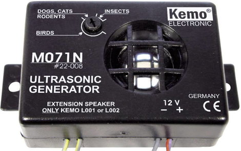 Állítható ultrahangos állatriasztó, kártevőriasztó 12V-os Kemo M071N