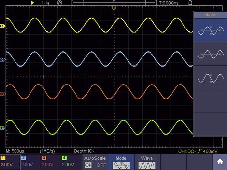 4 csatornás digitális oszcilloszkóp és függvénygenerátor 200 MHz 1 GSa/mp 40000 kpts 8 bit DSO, VOLT 16. kép