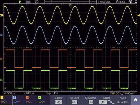 4 csatornás digitális oszcilloszkóp és függvénygenerátor 200 MHz 1 GSa/mp 40000 kpts 8 bit DSO, VOLT 17. kép