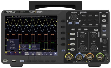 4 csatornás digitális oszcilloszkóp és függvénygenerátor 200 MHz 1 GSa/mp 40000 kpts 8 bit DSO, VOLT 3. kép