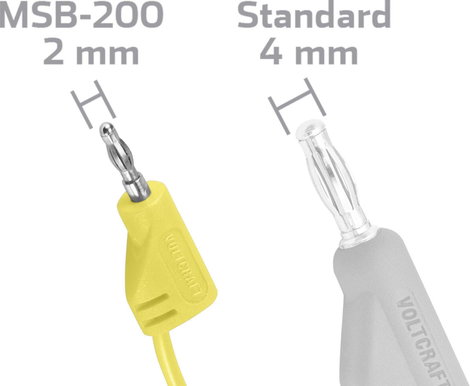 VOLTCRAFT MSB-200 Mérővezeték [Lamellás dugó, 2 mm - Lamellás dugó, 2 mm] 0.90 m Sárga 1 db 3. kép