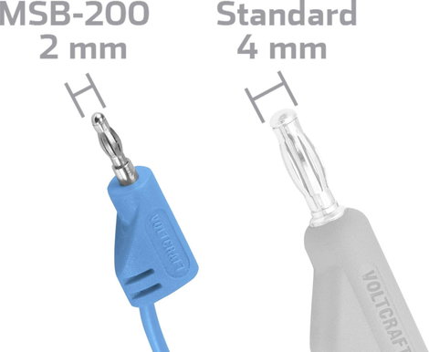 VOLTCRAFT MSB-200 Mérővezeték [Lamellás dugó, 2 mm - Lamellás dugó, 2 mm] 30.00 cm Kék 1 db 4. kép