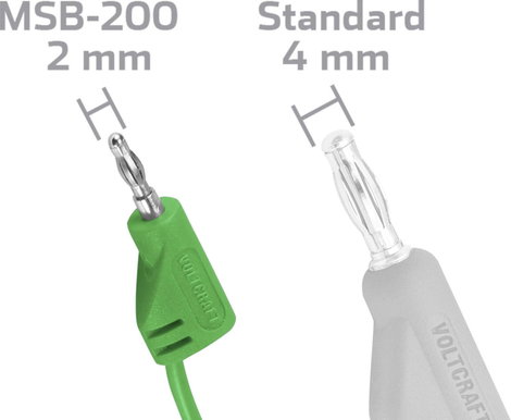 VOLTCRAFT MSB-200 Mérővezeték [Lamellás dugó, 2 mm - Lamellás dugó, 2 mm] 0.60 m Zöld 1 db 4. kép