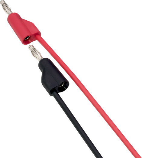 Mérővezeték kampóval 4 mm 1 m fekete/piros Voltcraft MSL-102 2. kép