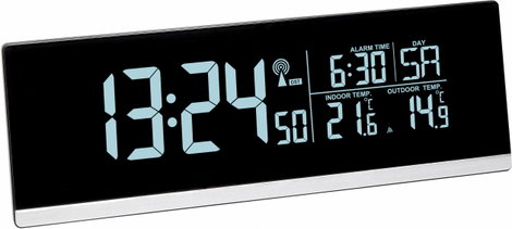 TFA Dostmann 60.2548.01 Rádiójel vezérlésű Ébresztőóra Fekete Riasztási idők 1 USB csatlakozó