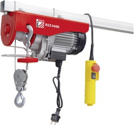 Holzmann Maschinen ESZ500D_230V Elektromos csörlő Teherbírás (vezetőgörgővel) 500 kg Teherbírás (vez