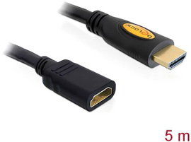 Delock HDMI Hosszabbítókábel HDMI-A dugó, HDMI-A alj 5.00 m Fekete 83082 aranyozott érintkező HDMI k