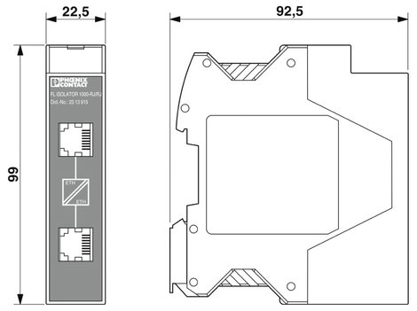 Hálózati leválasztó, 2 Ethernet port, Phoenix Contact FL ISOLATOR 1000-RJ/RJ 2. kép