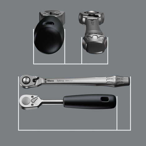 Wera Zyklop Metal 8004 A 05004004001 Átváltó racsni 1/4 (6,3 mm) 141 mm 4. kép