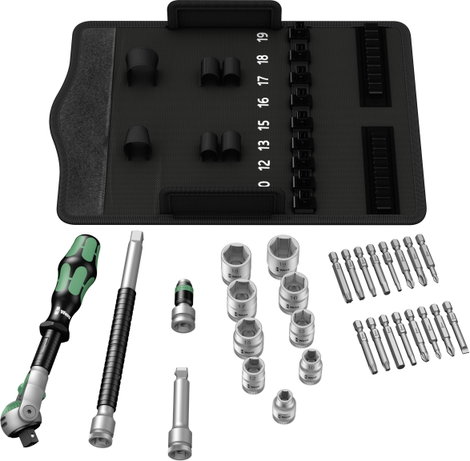 Wera 8100 SB 6 Zyklop Speed Dugókulcs készlet Metrikus 3/8 (10 mm) 29 részes 05004046001 3. kép