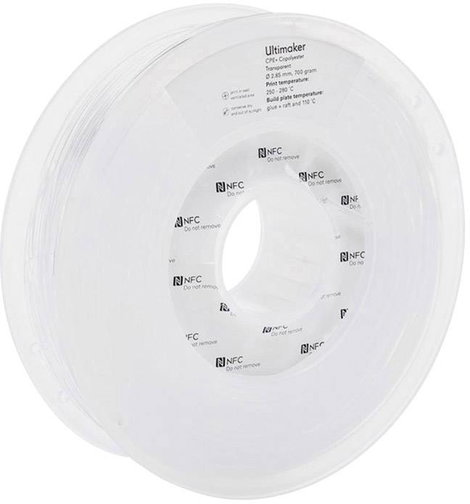 UltiMaker 1643 Ultimaker 3D nyomtatószál CPE+ vegyileg ellenálló 2.85 mm 700 g Átlátszó 1 db 2. kép