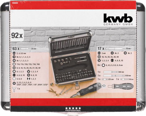 Bit készlet, 92 részes, kwb 106800 3. kép