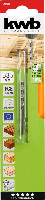 kwb 511903 Fa spirál fúró 3 mm Teljes hossz 61 mm 1 db 2. kép