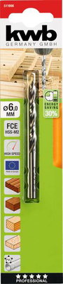 kwb 511906 Fa spirál fúró 6 mm Teljes hossz 93 mm 1 db 2. bélyegkép