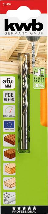 kwb 511906 Fa spirál fúró 6 mm Teljes hossz 93 mm 1 db 2. kép