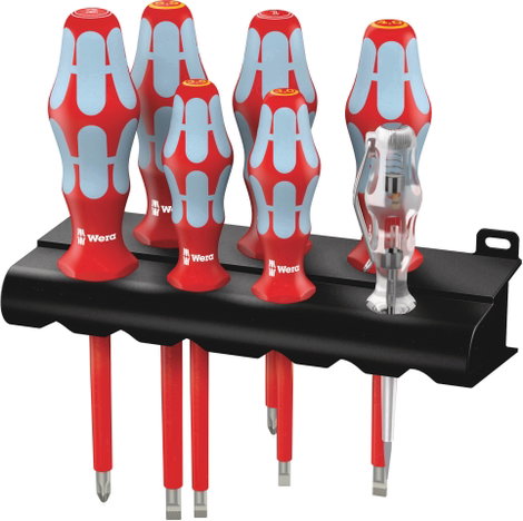 Wera 3160 i/7 Rack Csavarhúzó készlet VDE 7 részes Egyeneshornyú, Kereszthornyú Phillips