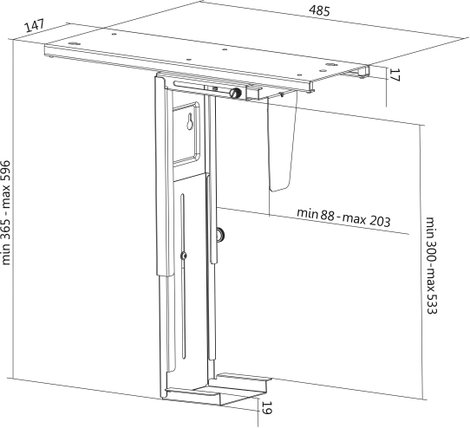 LogiLink neu EO0004 Számítógép tartó Asztal alatt Fekete Terhelhetőség: 10 kg 7. kép
