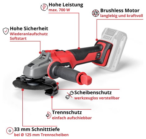 Einhell AXXIO 18/125 4431140 Akkus sarokcsiszoló 125 mm akku nélkül 18 V 2. kép