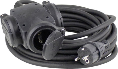 AS Schwabe 60450 Áram Hosszabbítókábel 16 A Fekete 30.00 cm H07RN-F 3G 1,5 mm²