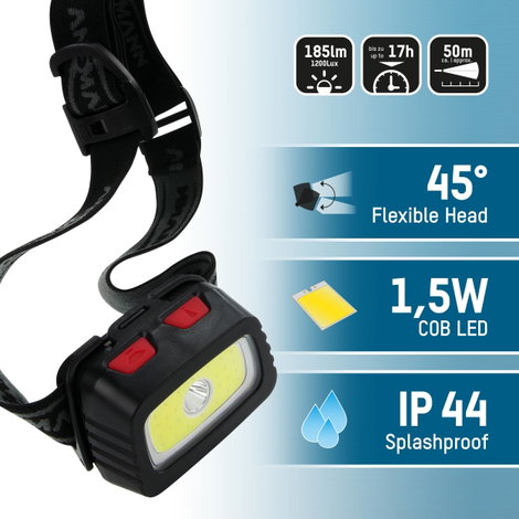 Ansmann HD200B LED Fejlámpa Elemekről üzemeltetett 185 lm 15 óra 1600-0198 20. kép