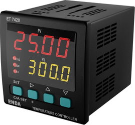 Enda ET7420-230 PID Hőmérséklet szabályozó Pt100, J, K, T, S, R Relé, 2 A, SSR (H x Sz x Ma) 101 x 7