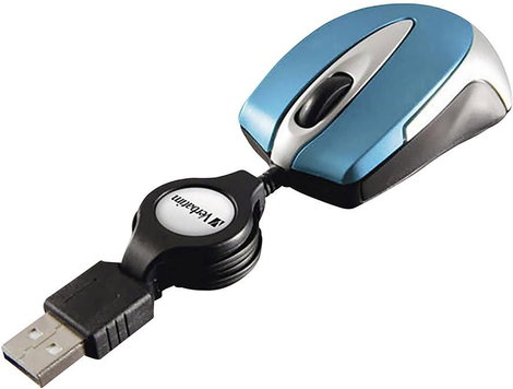 Verbatim Go Mini WLAN egér USB Optikai Karibi kék 3 Gombok 1000 dpi Kábeltekercselővel 2. kép