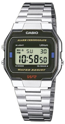 Casio Kronográf Karóra A163WA-1QES (H x Sz x Ma) 36.8 x 33 x 9.1 mm Ezüst Ház anyaga=Nemesacél Anyag