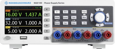 Rohde & Schwarz NGE103B Labortápegység, szabályozható 0 - 32 V/DC 0 - 3 A 100 W USB OVP, Távirányíth