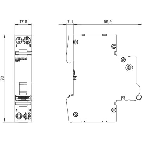 Siemens 5SV60167KK16 Tűzvédelmi kapcsoló Biztosíték méret = 1 2 pólusú 16 A 230 V 1 db 3. kép