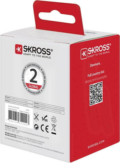 Skross 1.500232-E Úti adapter CA EU to DEN 8. kép