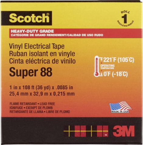 Scotch SUPER88-25X33 Szigetelőszalag Scotch® Fekete (H x Sz) 33 m x 25 mm 1 db 2. kép