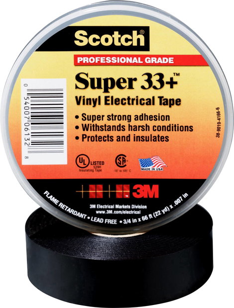 Scotch SUPER33+-25X33 Szigetelőszalag Scotch® Fekete (H x Sz) 33 m x 25 mm 1 db