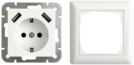 LEDmaxx 106648 1 részes Süllyeszthető dugalj USB-vel, Gyermekvédelem Fehér 2. kép