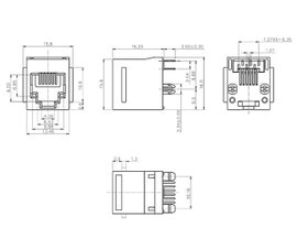 encitech RJJU-66-1401-E1V-088 RJ12 csatlakozó 3251-0024-05 Alj, beépíthető, függőleges Pólusszám 6P6