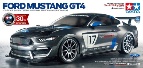 Tamiya 1:10 RC modellautó Elektro Közúti modell Ford Mustang GT4 Brushed 4WD építőkészlet TT-02 2. kép