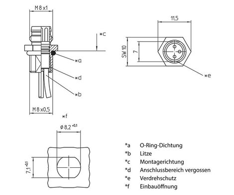 Lutronic 1226 Érzékelő-/működtető beépíthető összekötő M8 Dugó, beépíthető 0.50 m Pólusszám: 3 1 db 3. kép