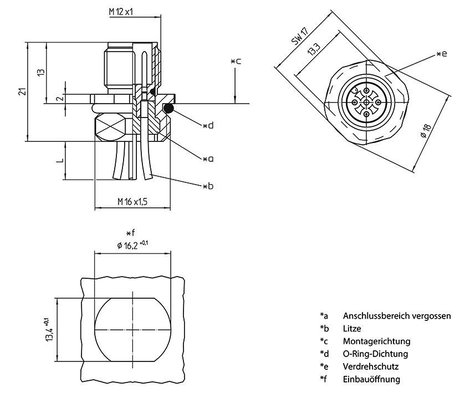 Lutronic 1237 Érzékelő-/működtető beépíthető összekötő M12 Dugó, beépíthető 0.50 m Pólusszám: 4 1 db 3. kép