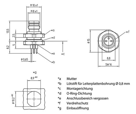 Lutronic 1224 Érzékelő-/működtető beépíthető összekötő M8 Dugó, beépíthető Pólusszám: 3 1 db 3. kép