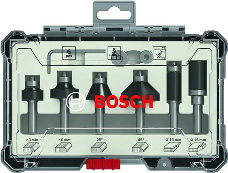 Perem- és élmaró szett, 8 mm-es szár, 6 db Bosch Accessories 2607017469 2. kép