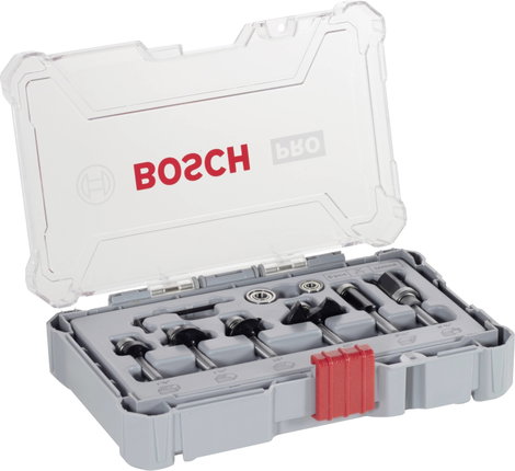 Perem- és élmaró szett, 1/4 hüvelykes szár, 6 db Bosch Accessories 2607017470