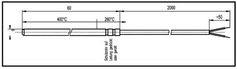 Enda Hőmérséklet érzékelő K1-TC-J-6x60-2M Érzékelő típus J Mérési tartomány, hőmérséklet-50 - 400 °C 3. kép