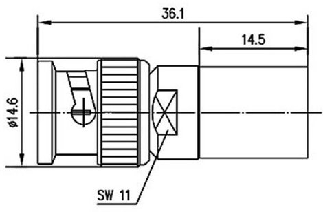 BNC csatlakozó Dugó, egyenes 50 Ω Telegärtner J01000A0061 1 db 2. kép