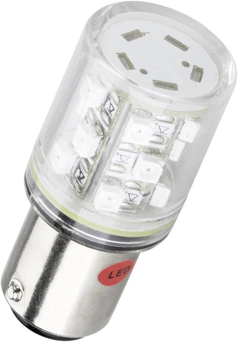 BA 15d foglalatú LED jelzőlámpa 15 db szuperfényes LED-del sárga 24 V DC/AC Barthelme 52190212