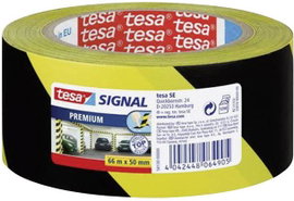 Tesa padlójelölő szalag, veszélyt jelző szalag, sárga/fekete csík (H x Sz) 66 m x 50 mm Tesa 58130-0